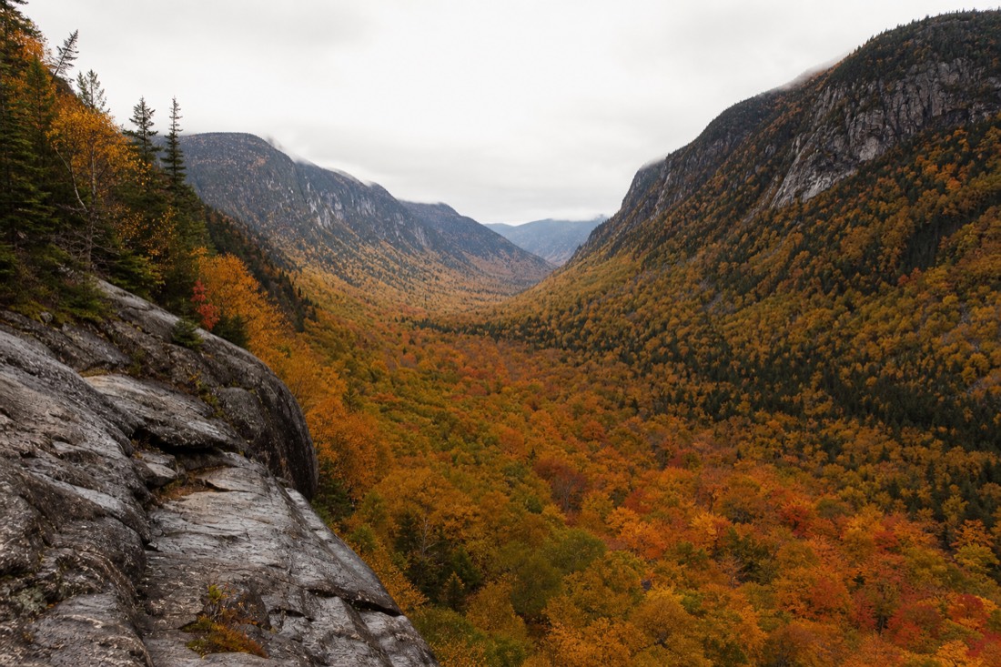 Autumn colours filling the glacial valley of Parc national de la Jacques-Cartier near Quebec City