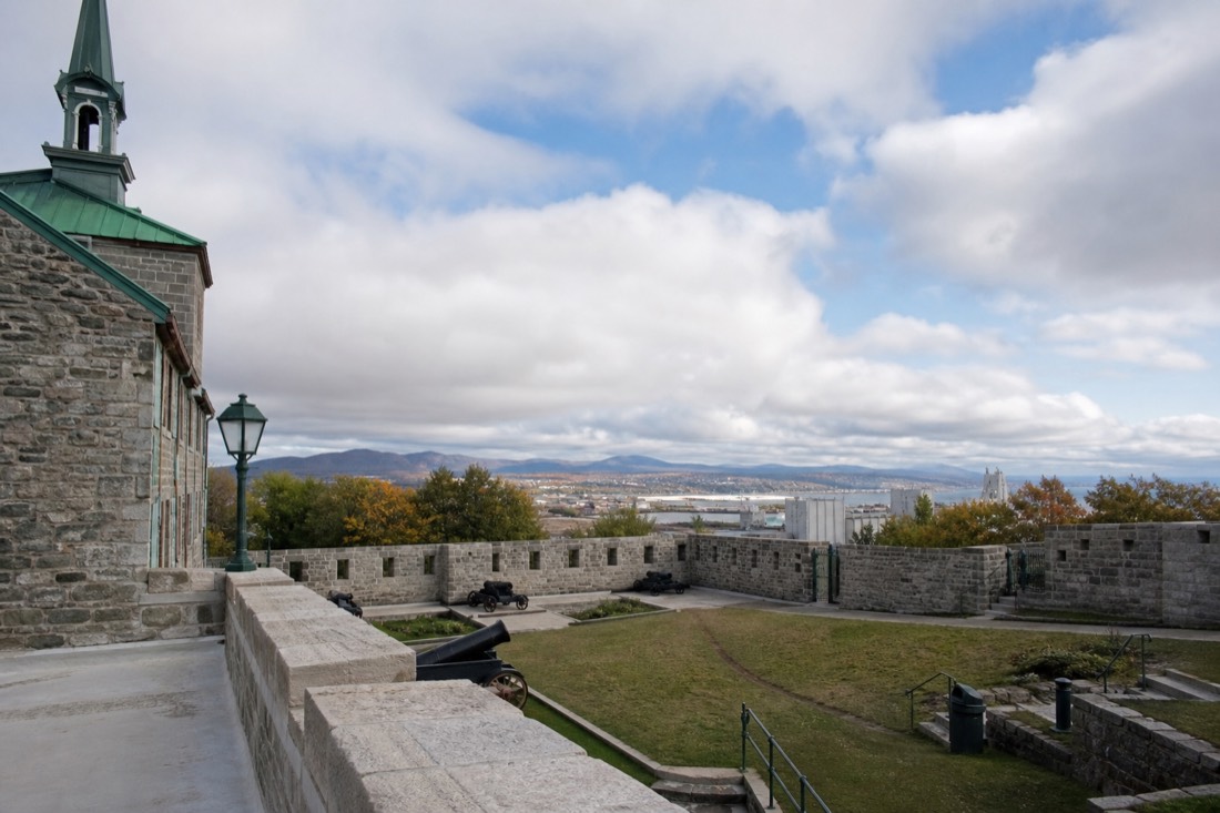 Visitors on the guided 60-minute outdoor tour walking the ramparts inside the Citadelle of Quebec